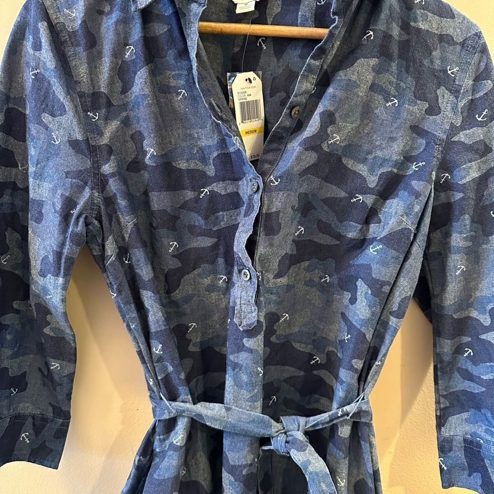 NWT Nautica Camo Anchor Shirt Dress - Picture 4 of 7